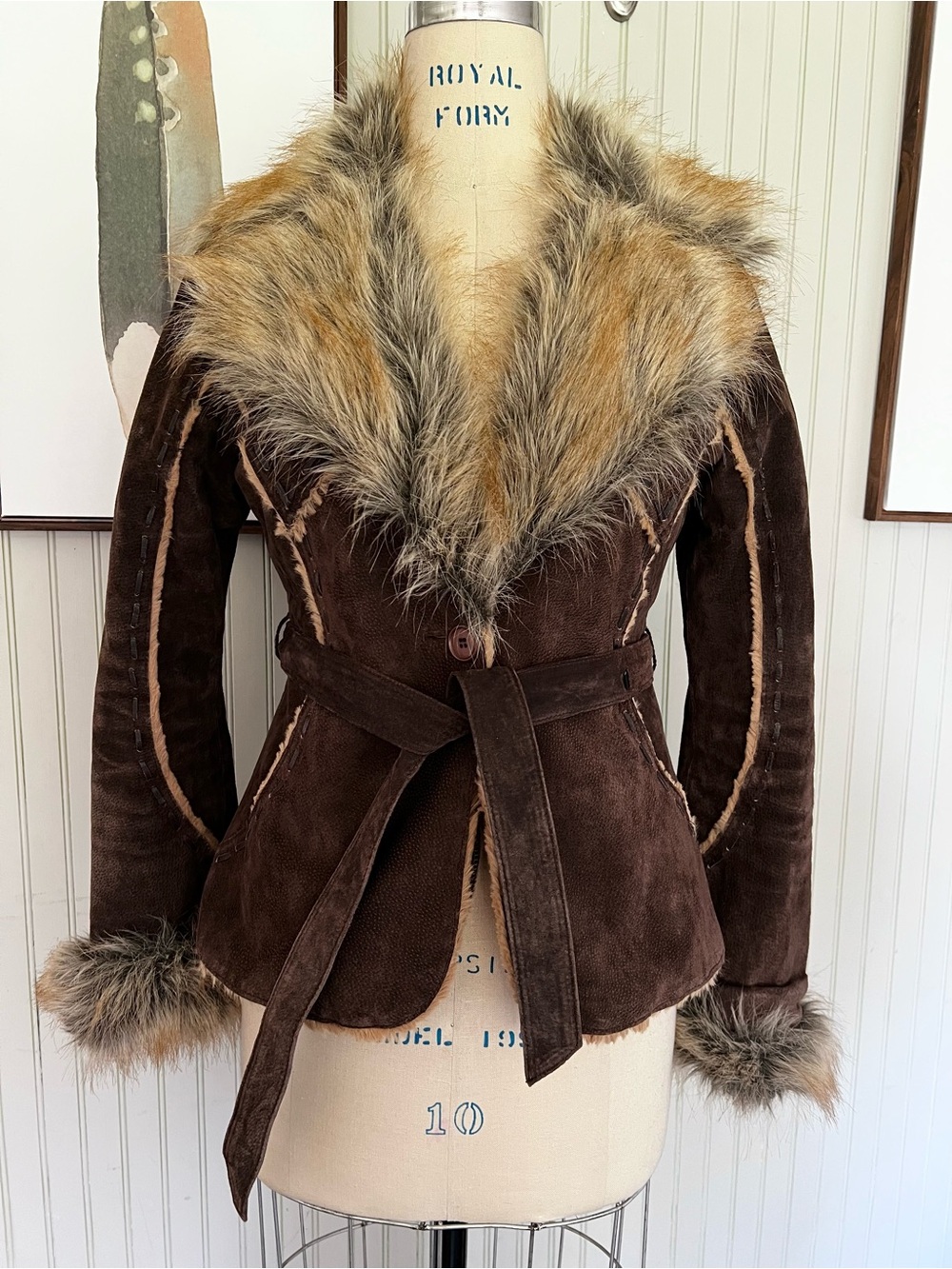 Wilson’s Leather Y2K 2000’s Penny Lane Brown Suede & Fur Short Jacket